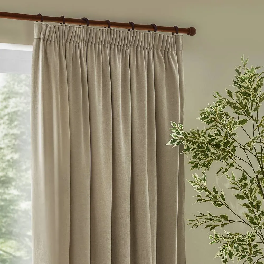 Yard Heavy Chenille Velvet Room Darkening Pencil Pleat Curtain Pair in Off-White 3