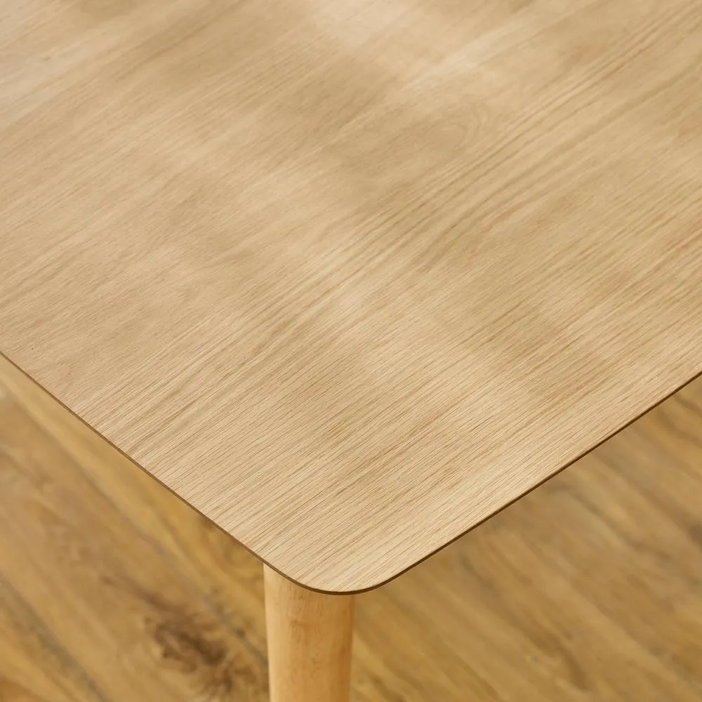 FurnitureboxUK Leif Wood Extending Dining Table with 6 Tan Delta Chairs in Light Oak 6