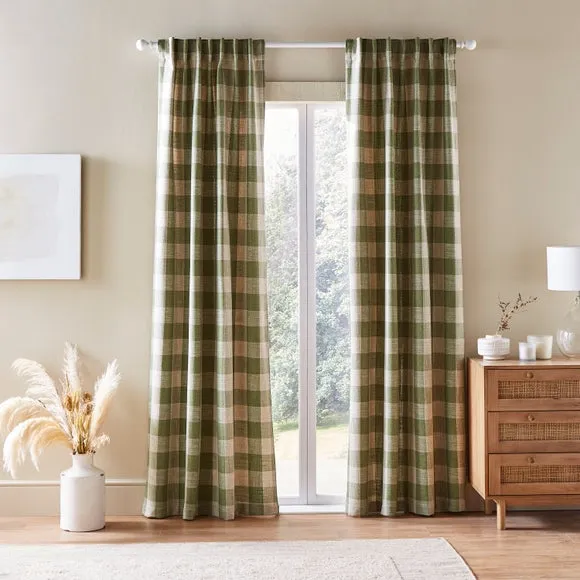 Edited Life Elton Check Unlined Tab Top Curtains 2