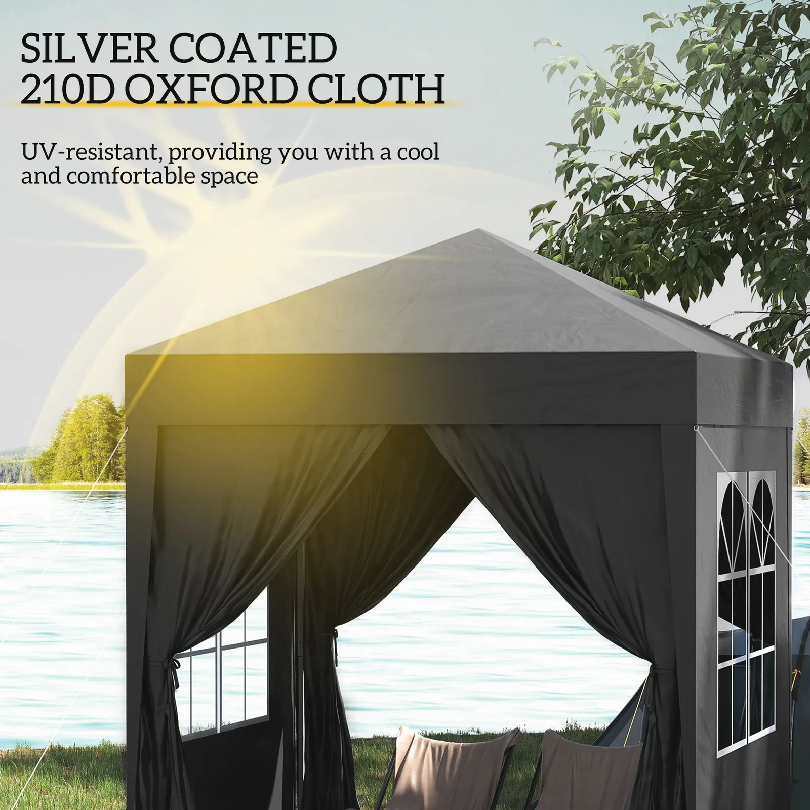 OUTSUNNY 2mx2m Pop Up Gazebo Party Tent Canopy Marquee with Storage Bag in Black 5