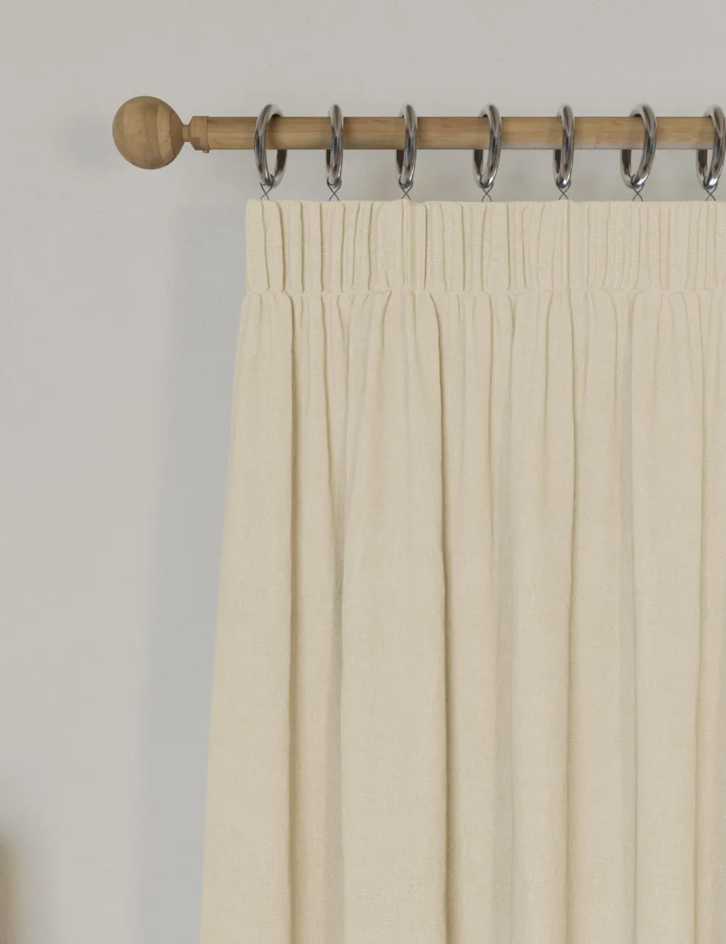 M&S Brushed Pencil Pleat Blackout Thermal Curtains Cream