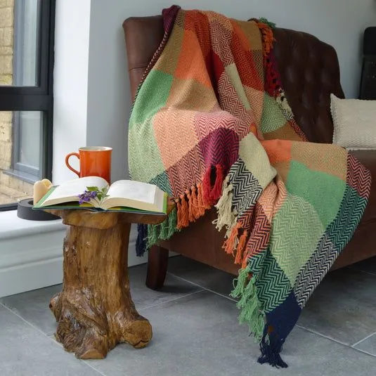 Allure Bath Fashions Check Herringbone Multicoloured Throw