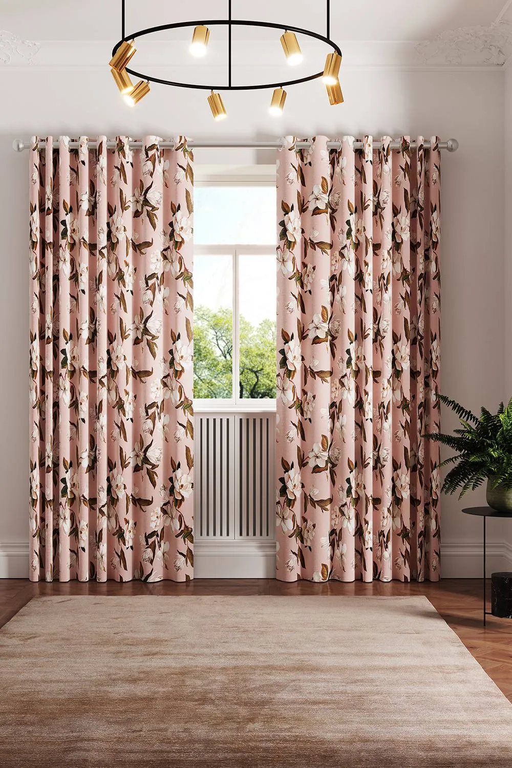 Ted Baker 'Opal Floral' Cotton Lined Curtains in Pink 4