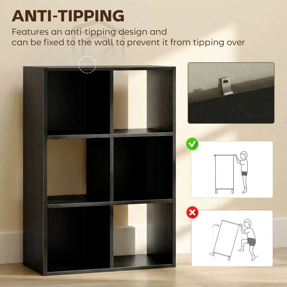 HOMCOM Industrial Style Storage Shelf, Bookcase, Bookshelf in Black 5