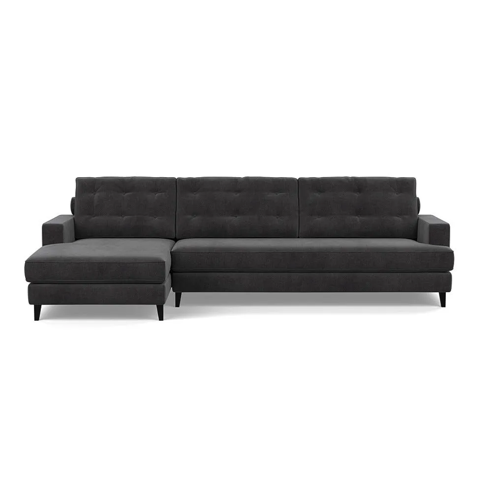 Heal's Mistral Left Hand Facing Corner Sofa Smart Luxe Velvet Nickel Black Feet 1