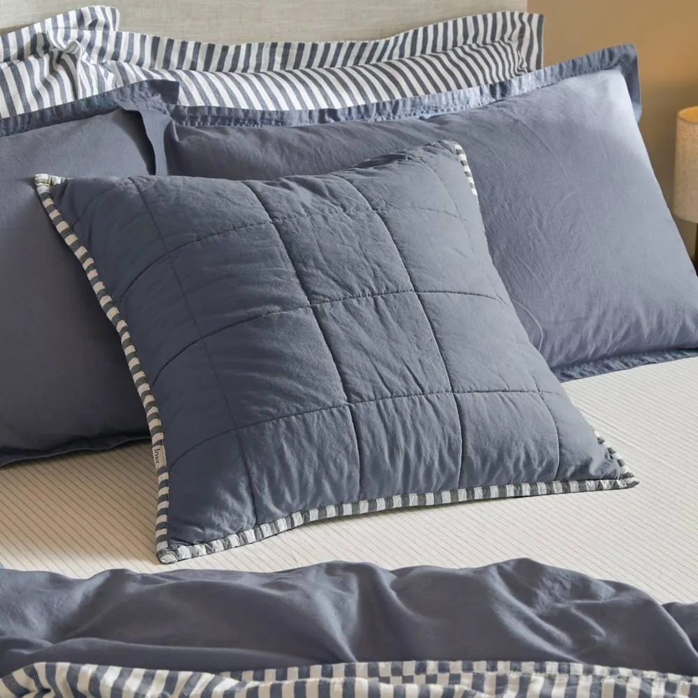 Yard Hebden Striped 100% Cotton Cushion in Navy 1