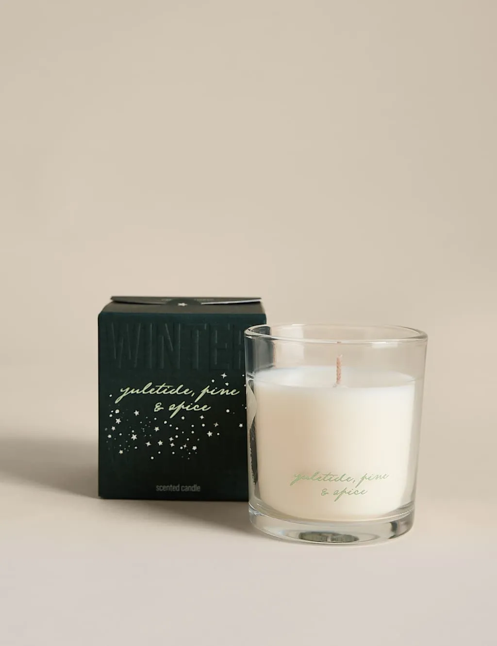 M&S Yuletide Pine & Spice Boxed Candle Green Mix