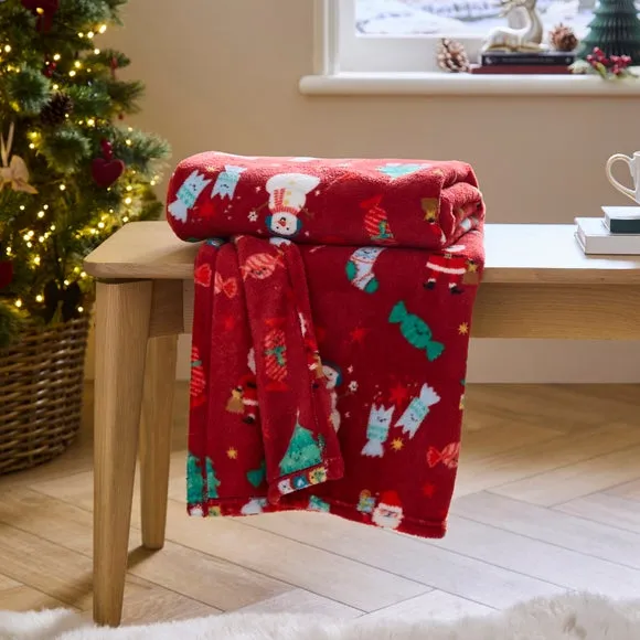 Santa Snowman Fleece Throw Blanket 130cm x 170cm