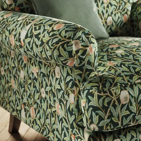 Jolene William Morris Bird & Pomegranate Print Velvet Snuggle Chair 4