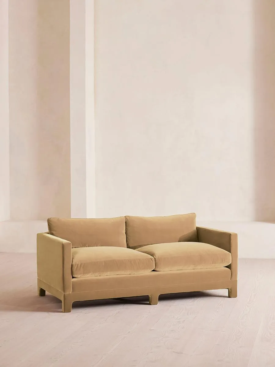 Ashford Two Seater Sofa, Velvet, Camel