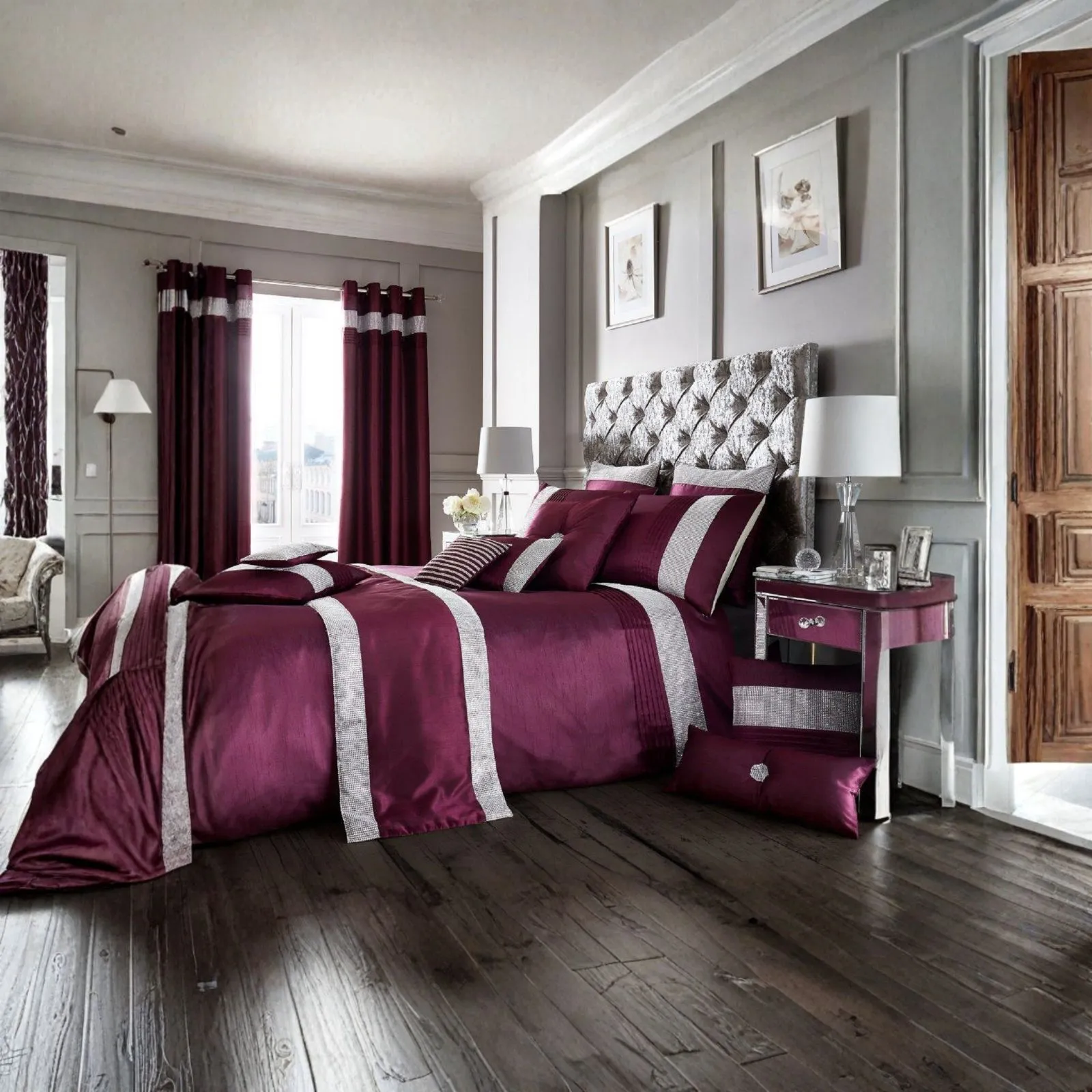 Smart Living Premium Polycotton Onyx Duvet Cover With Pillowcases in Aubergine 2