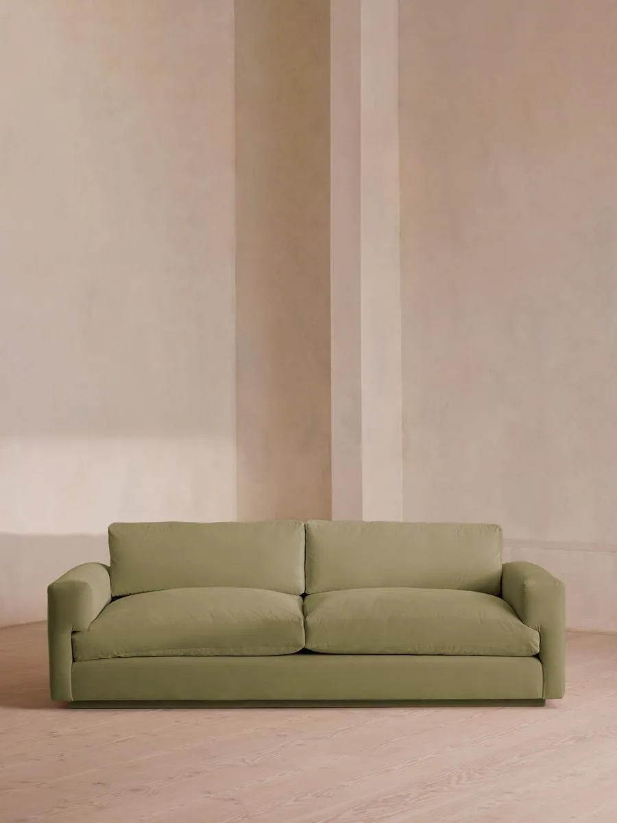 Mossley Three Seater Sofa, Velvet, Lichen