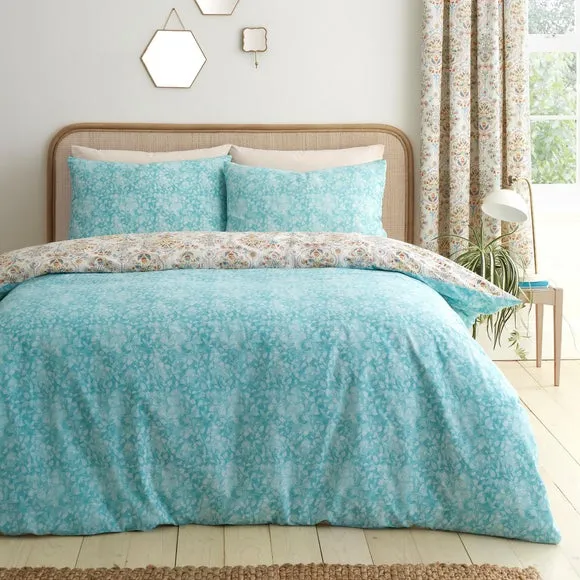 Dreams n Drapes Edena Decorative Floral Polycotton Duvet Cover & Pillowcase Set 2