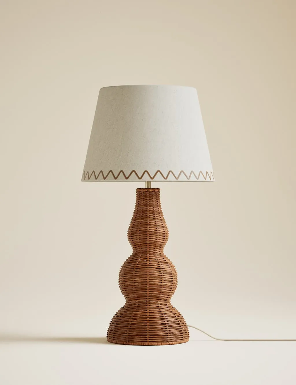 M&S Wicker Graduated Base Table Lamp Natural
