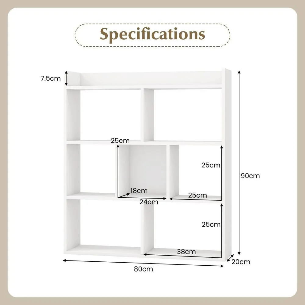 Costway 7 Cubes Open back Bookshelf Home Storage Display Shelf Wooden Bookcase in White 2