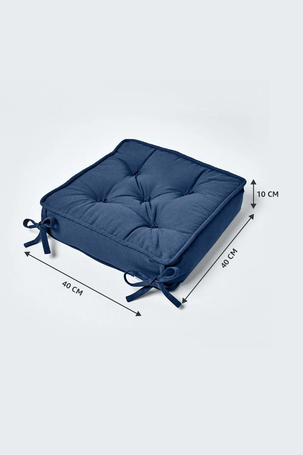 Homescapes Cotton Dining Chair Booster Cushion in Navy 2