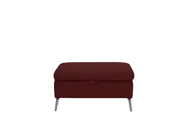 Jude Leather Storage Footstool - Montana Ruby
