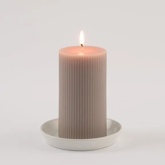 Unscented Ribbed Pillar Candle 1