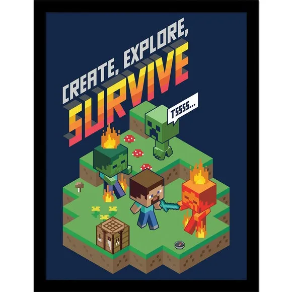 Minecraft Create Explore Survive Framed Print 3