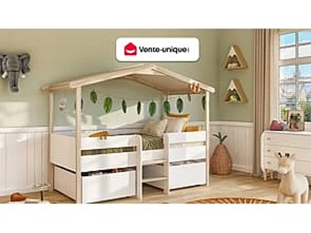 Vente-unique Cabin Bed With Drawers - 90 X 190 Cm - Lime Wood - White & Oak in Light Oak 4