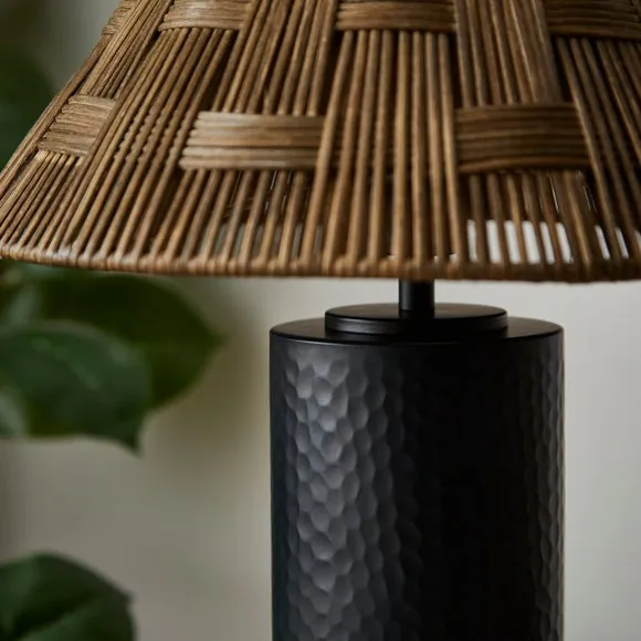 Slim Metal & Rattan Table Lamp 3