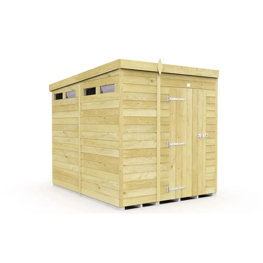 Buttercup Farm 6 x 8 Feet Pent Security Shed - Single Door - L231 x W185 x H201 cm in Brown