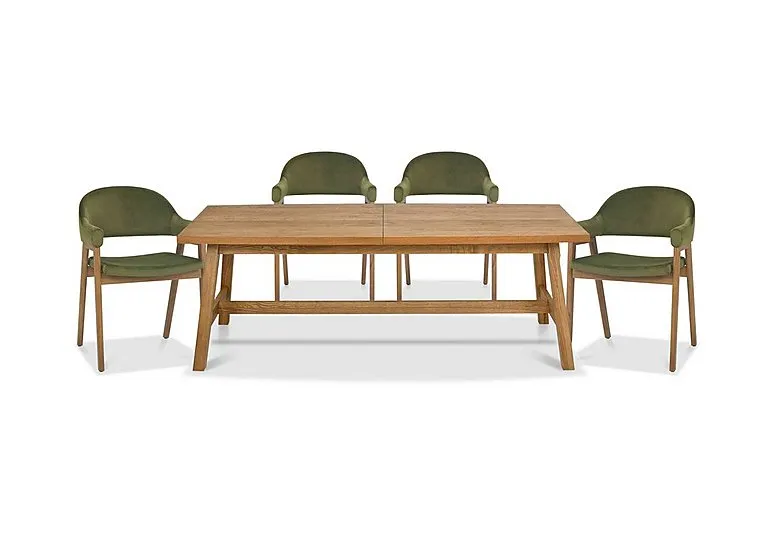 Stratford Large Extending Dining Table with 4 Fabric Dining Arm Chairs