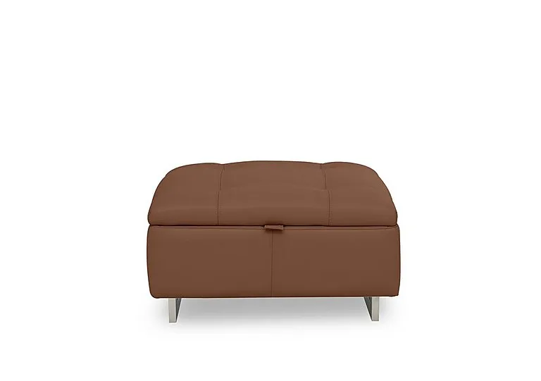 Moet Large Leather Storage Footstool - Butterscotch - Living Room Furniture - In Time for Christmas