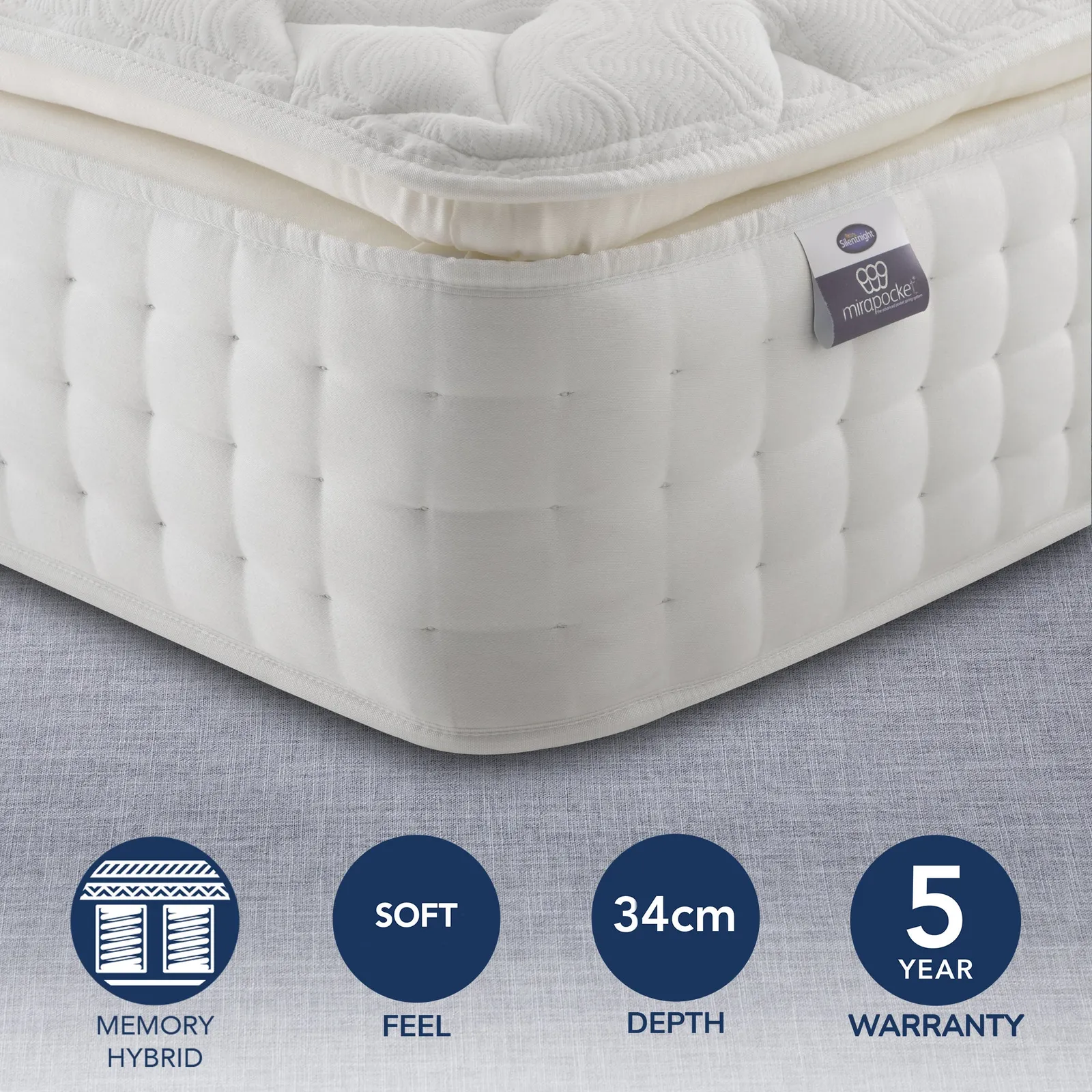 Silentnight Medium Firm 2800 Pocket Memory Pillowtop Mattress White
