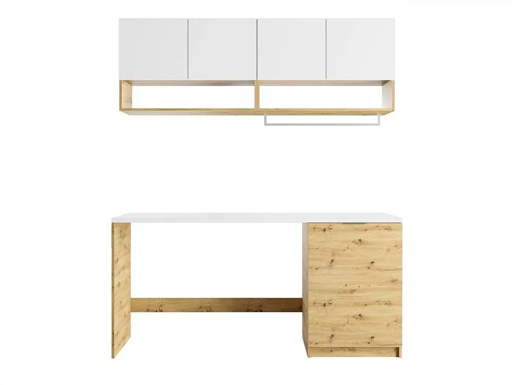 Vente-unique Utility Room Units for Washing Machine With Worktop - W182 Cm - White in Light Oak 5