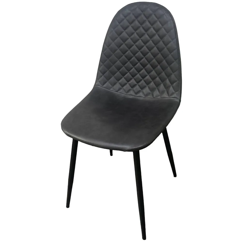 IH Design Corona Leather Steel Legs Dining Chairs (Set of 4) in Grey 5