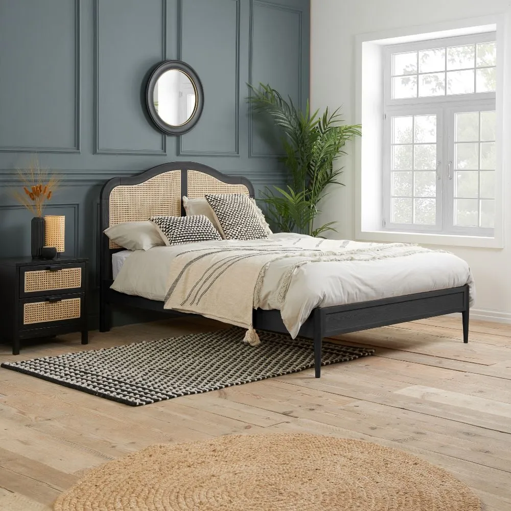 Leonie - King Size - Rattan Bed - Black - Wooden - 5ft - Happy Beds