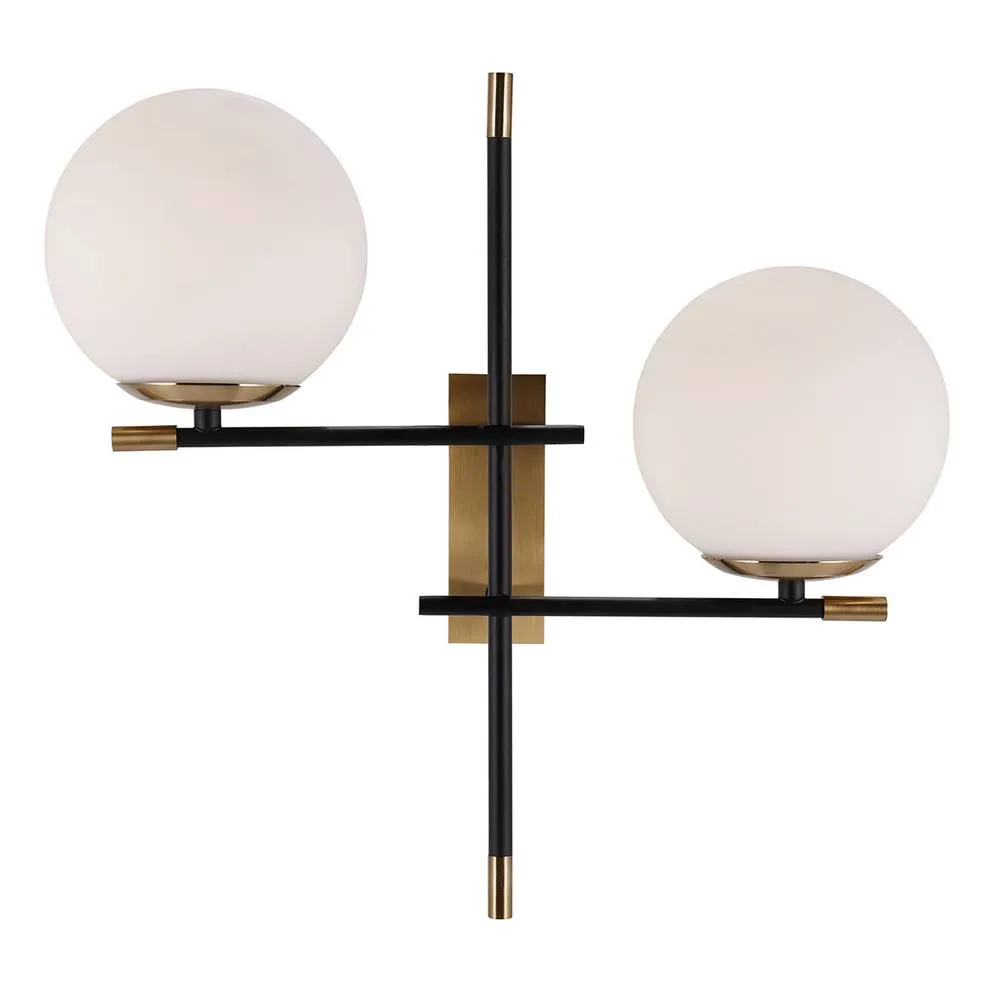 Netlighting Stelia Modern 2 Light Wall Lamp E14 in Black 2
