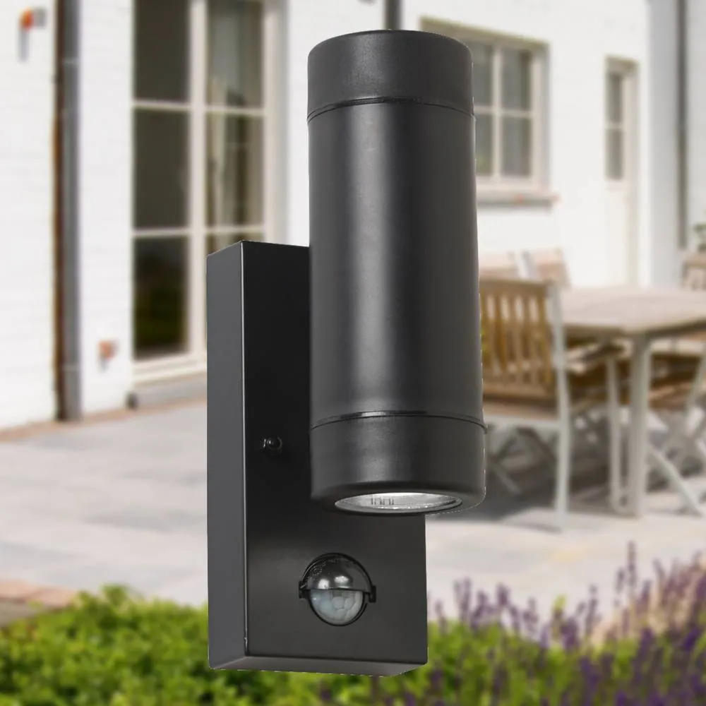 First Choice Lighting Set of 2 Gale - Polypropylene Coastal PIR Motion Sensor Wall Lights in Black 3
