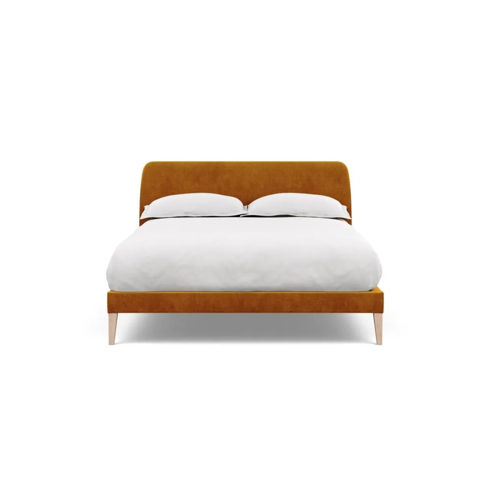 Heal's Wallis Bedstead Double Smart Luxe Velvet Cognac Natural Feet 1