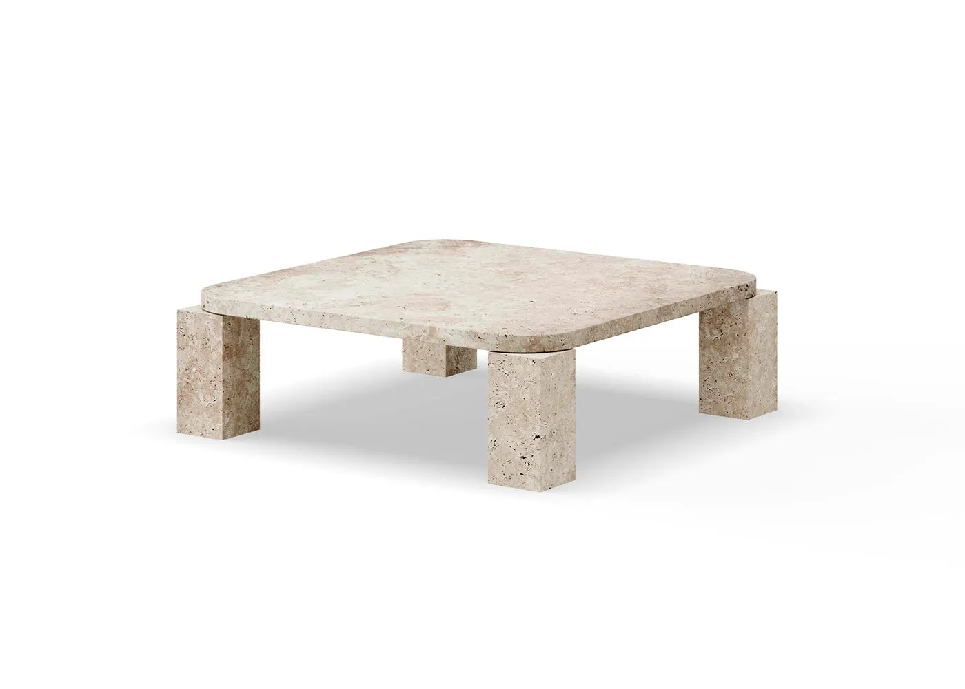 New Works Atlas Coffee Table Unfilled Travertine 82 x 82cm 1