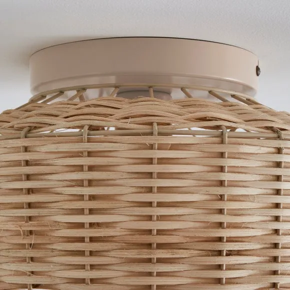 Ohio Rattan Flush Ceiling Light 4