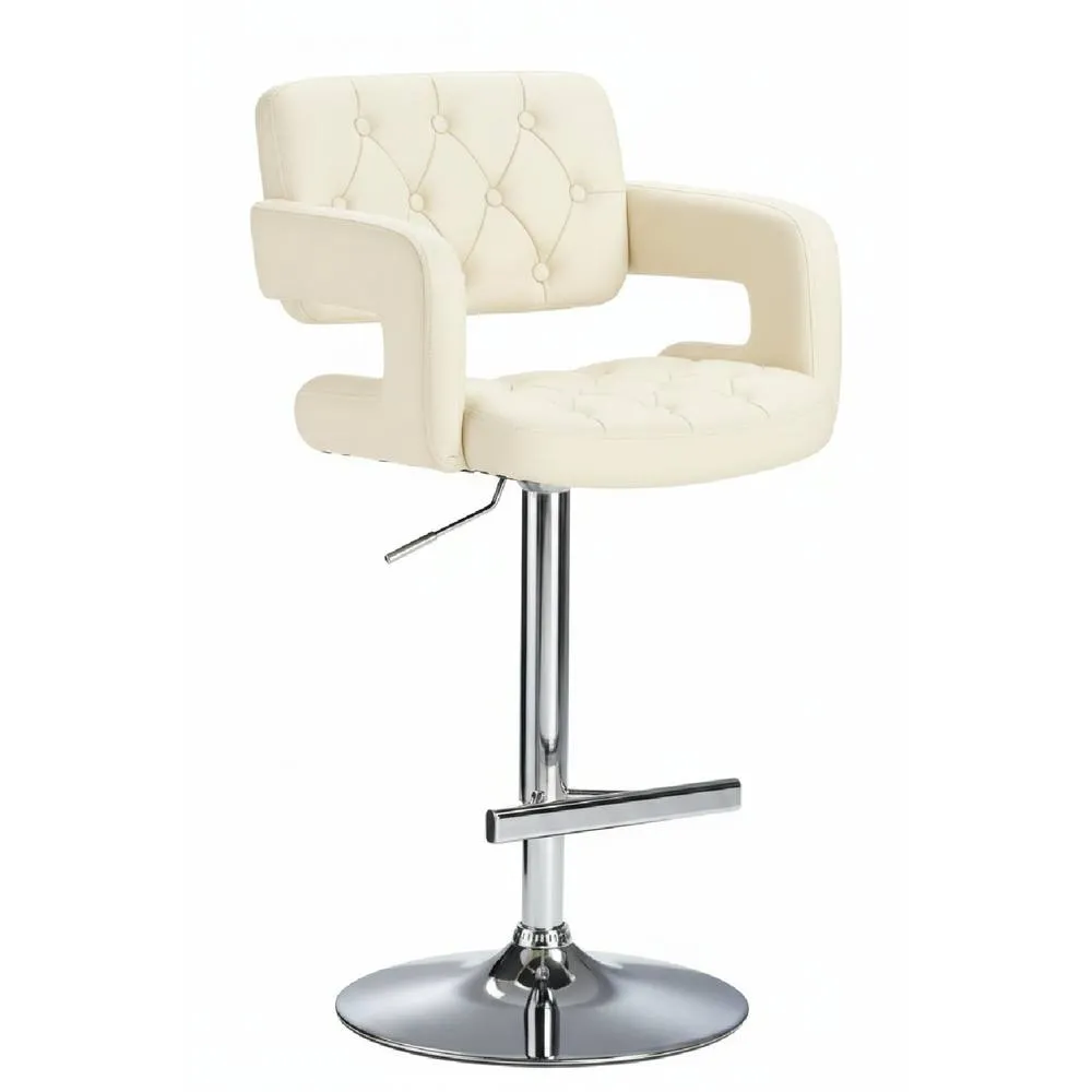 netfurniture Nairn Height Adjustable Bar Stool with Cream Padded Swivel Seat