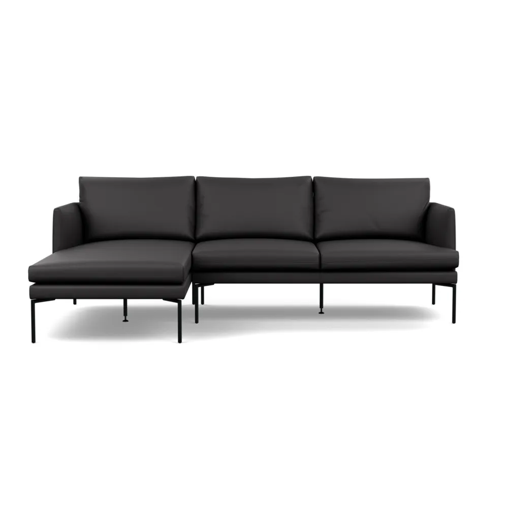 Heal's Matera Left Hand Facing Chaise Sofa Grain Leather Graphite 063 Black Feet 1