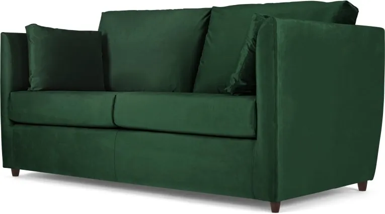 Milner Sofa Bed with Foam Mattress, Bottle Green Velvet