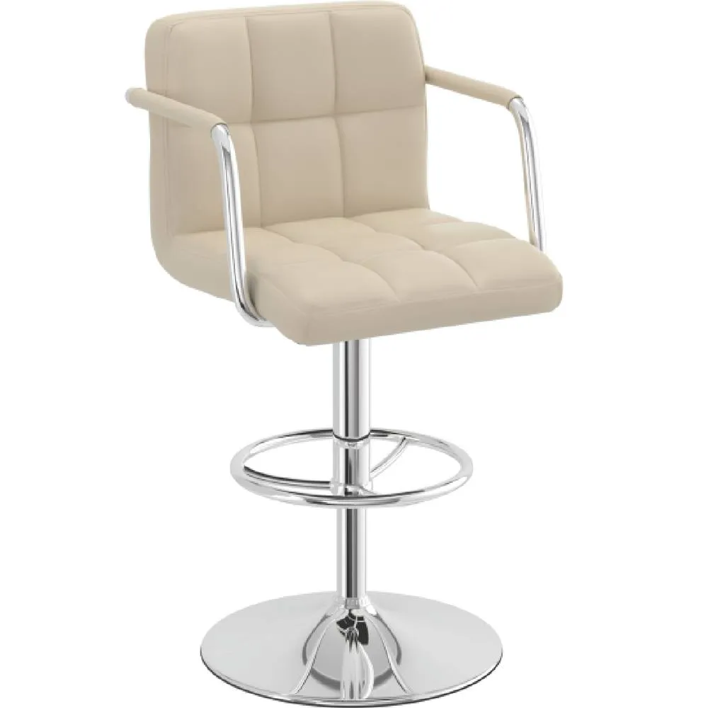 netfurniture Zazy Cream Padded Arm Bar Stool - Adjustable Cream Seat