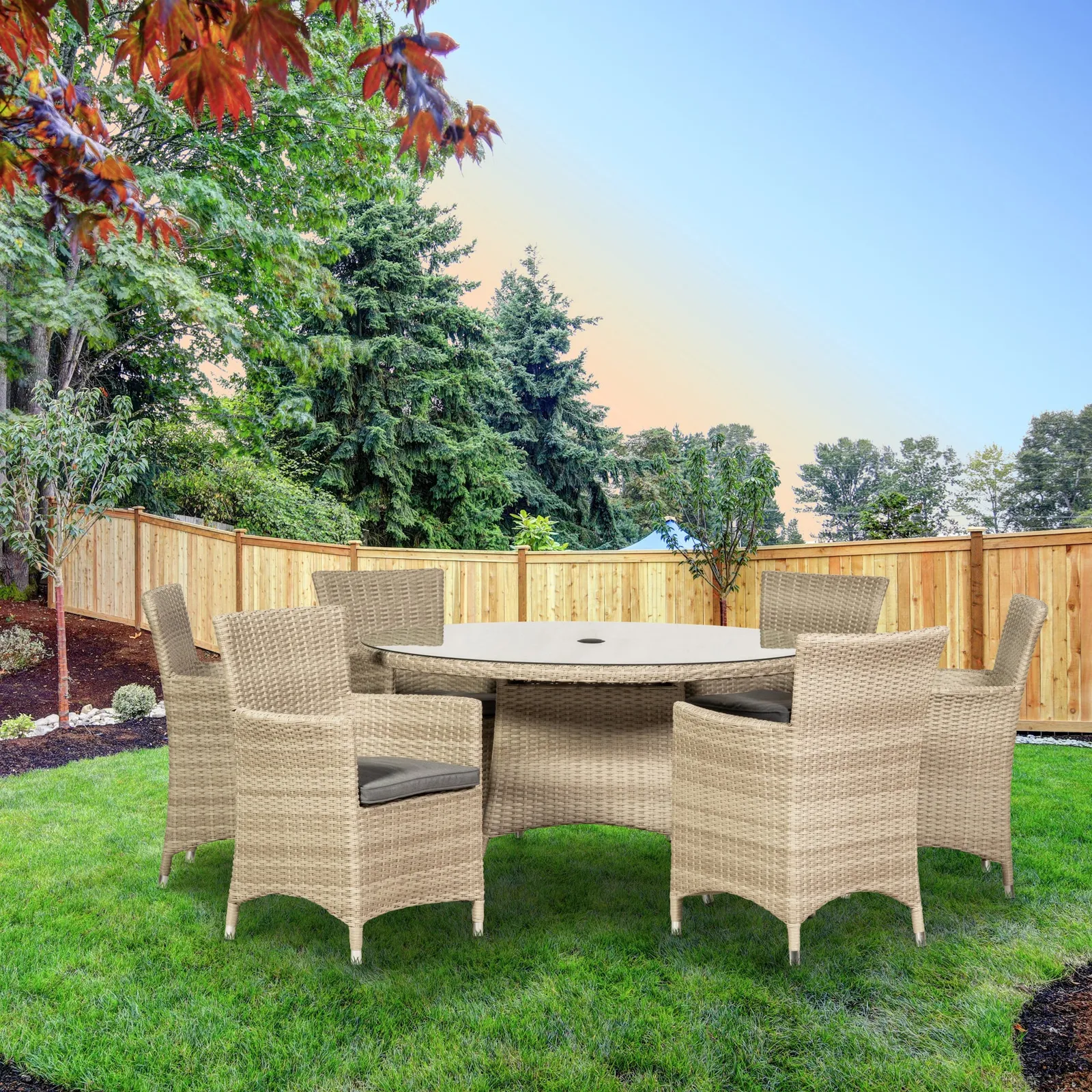 Lisbon 6 Seater Round Dining Set Cream