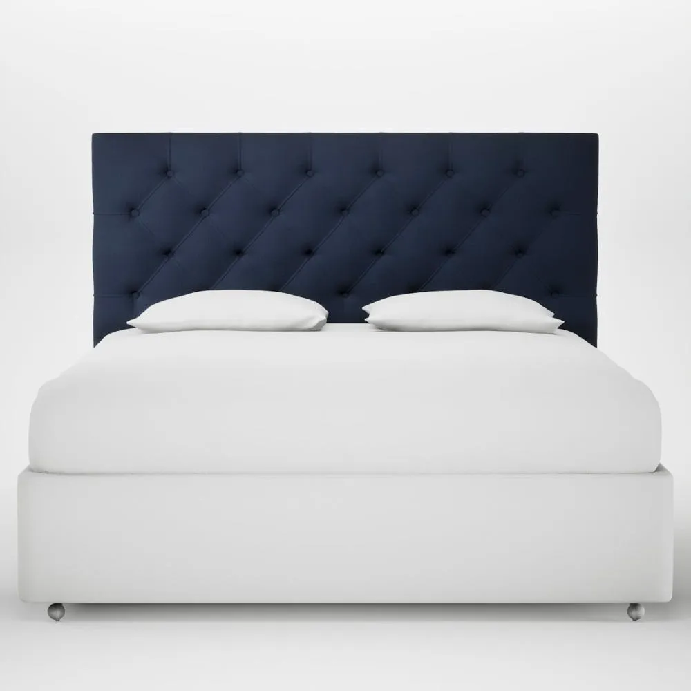 Heal's Balmoral Headboard Lift Storage Super King Smart Cotton Linen Indigo 1