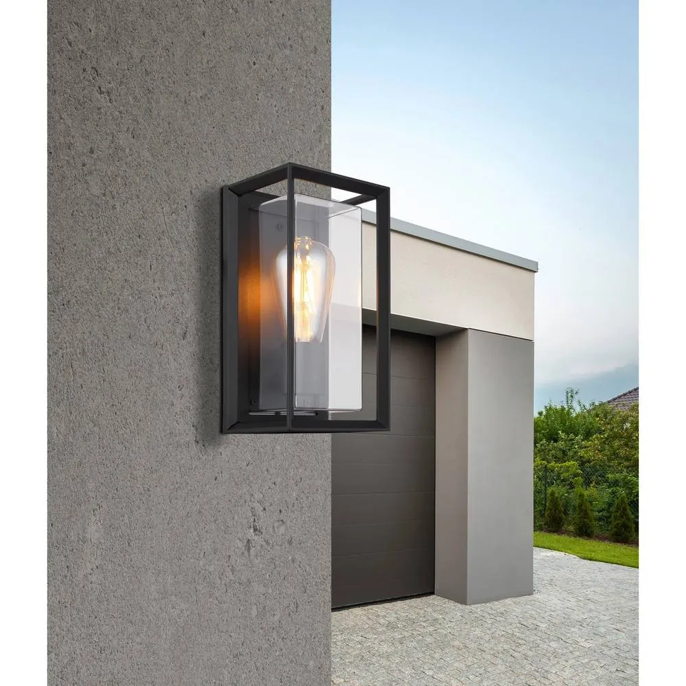 Netlighting Logana Outdoor Wall Lantern Matt Black IP44 1x E27 5