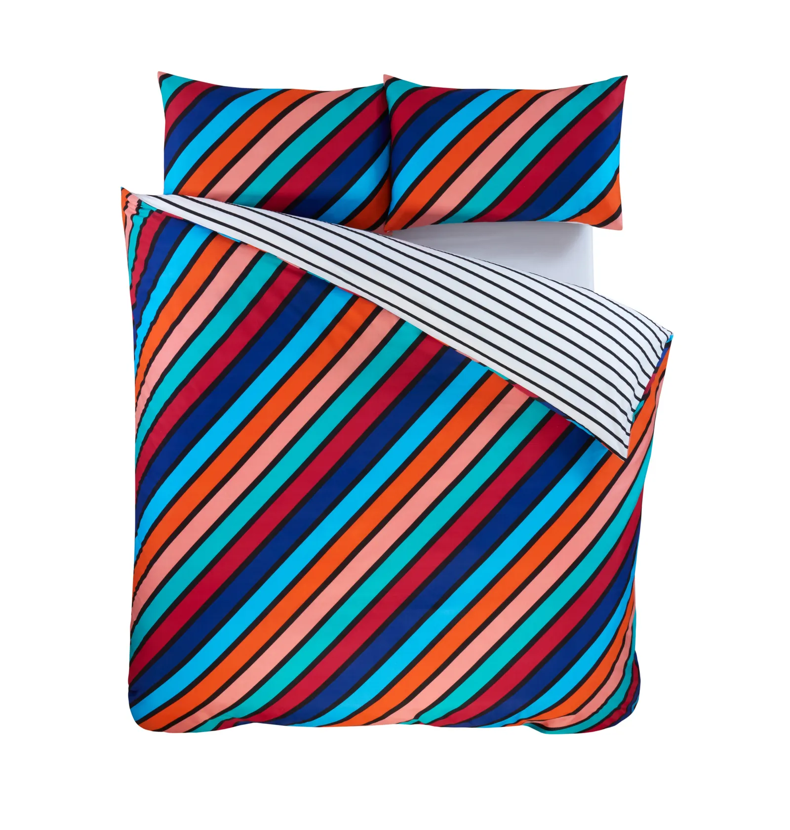 Rapport Home Oxford Stripe Microfibre Reversible Duvet Cover Set with Pillowcase in Blue 3