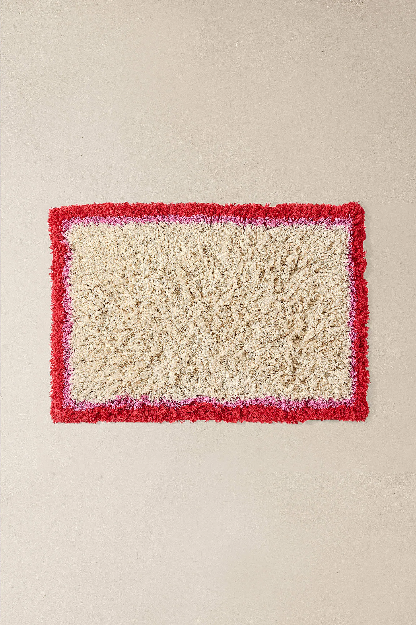 Shaggy Pink & Red Border 2x3ft / 60x90cm Rug
