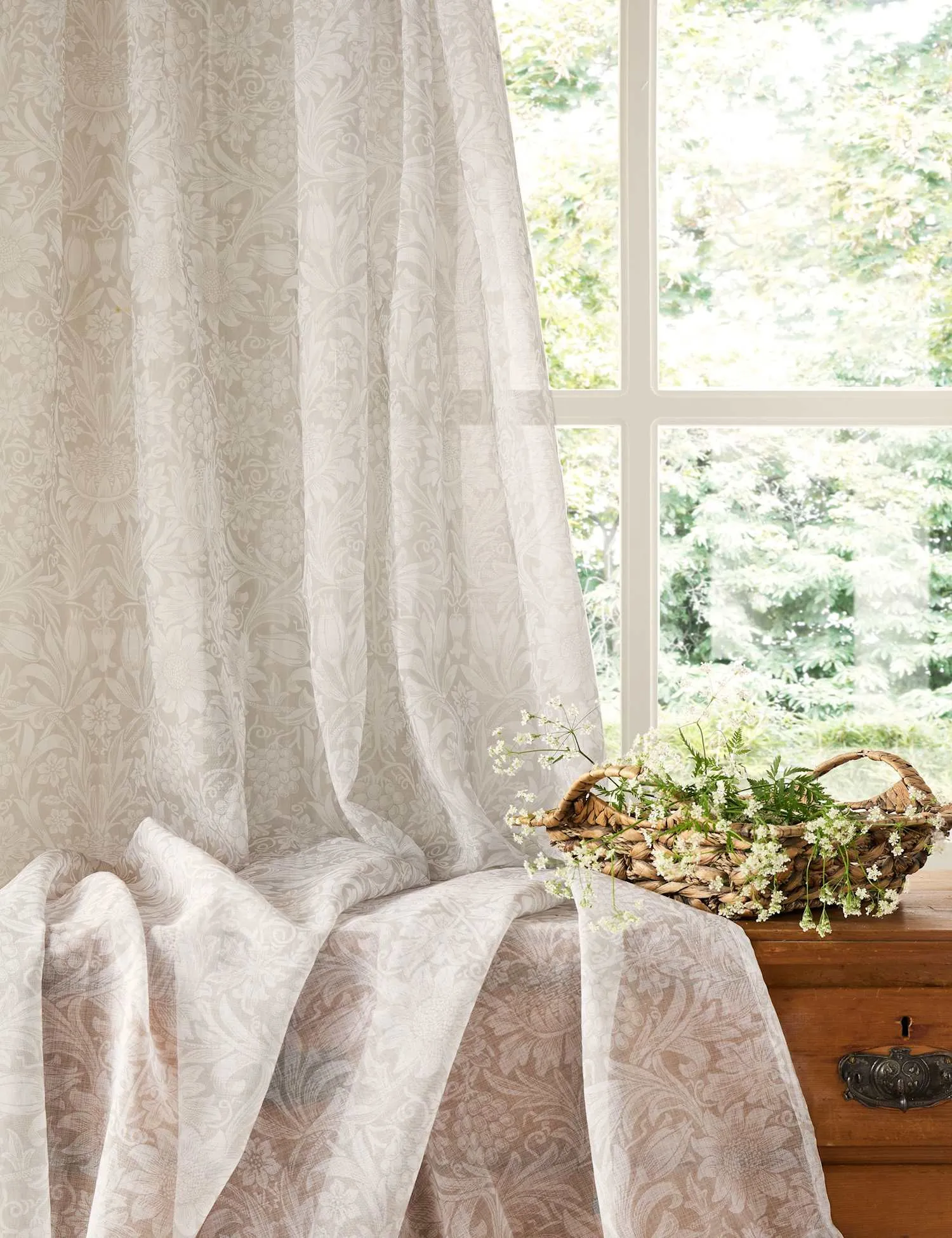William Morris At Home Sunflower Voile Panel Curtains Natural
