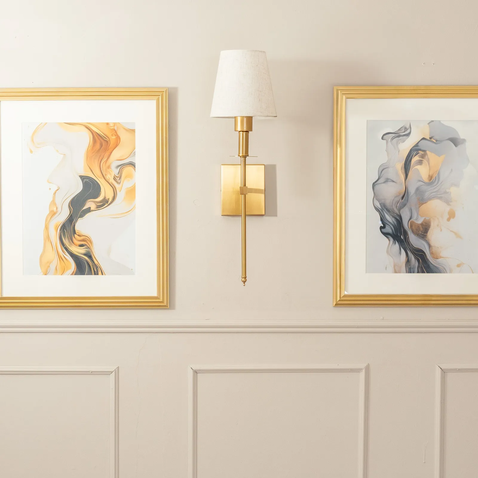 ValueLights Kincaid Rechargeable Single Easy Fit Dimmable Remote Control Wall Light with Shade in Metallic Gold 3