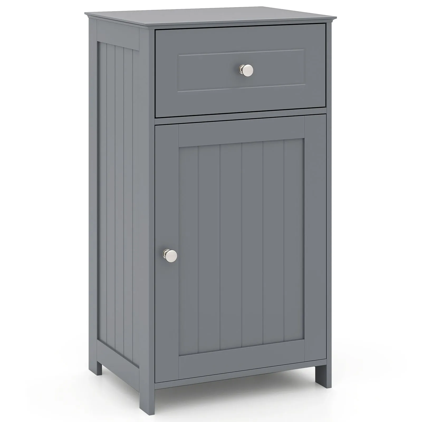 Costway Single Door Bathroom Cabinet Stable & Safe Bathroom Organizer in Grey