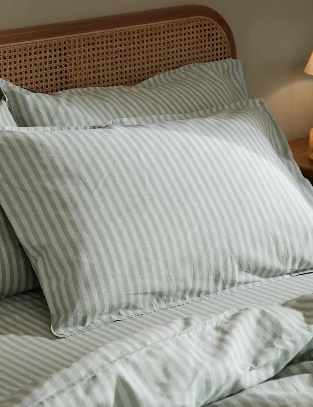 YARD Set of 2 Pure Cotton Marlow Striped Pillowcases Grey Mix